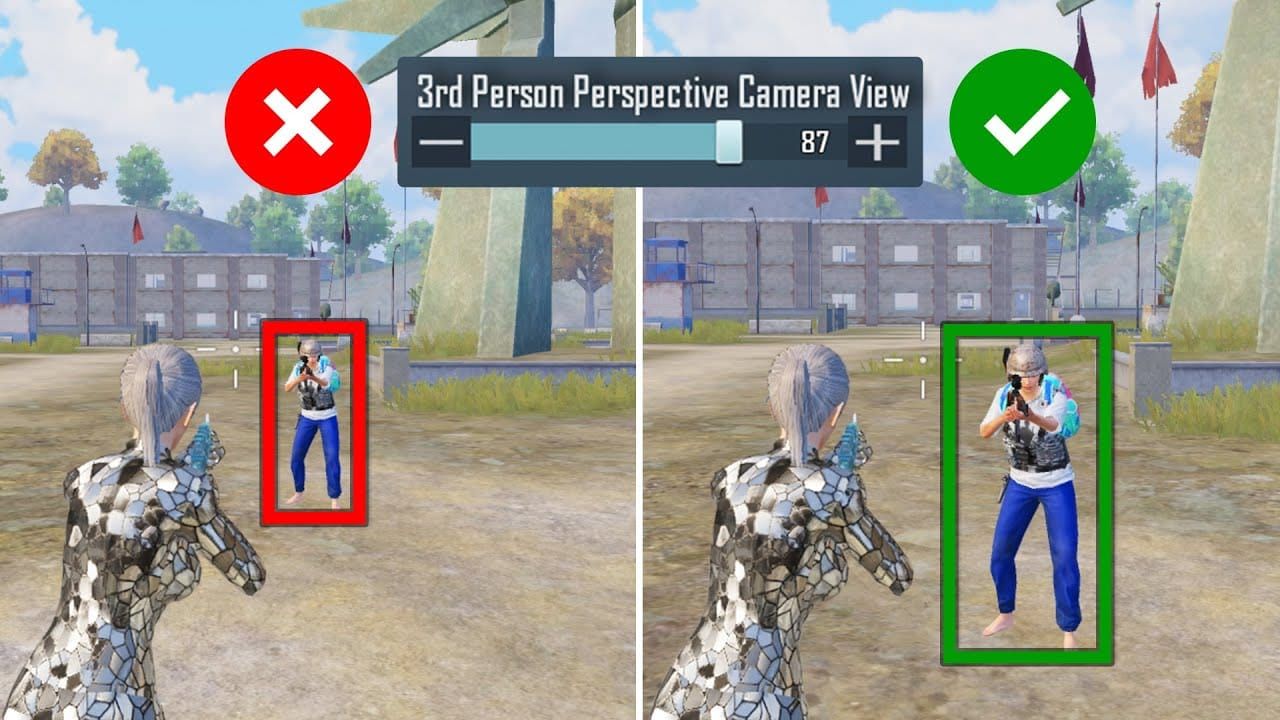 PUBG Mobile third-party positioning guide showing optimal engagement timing and angles