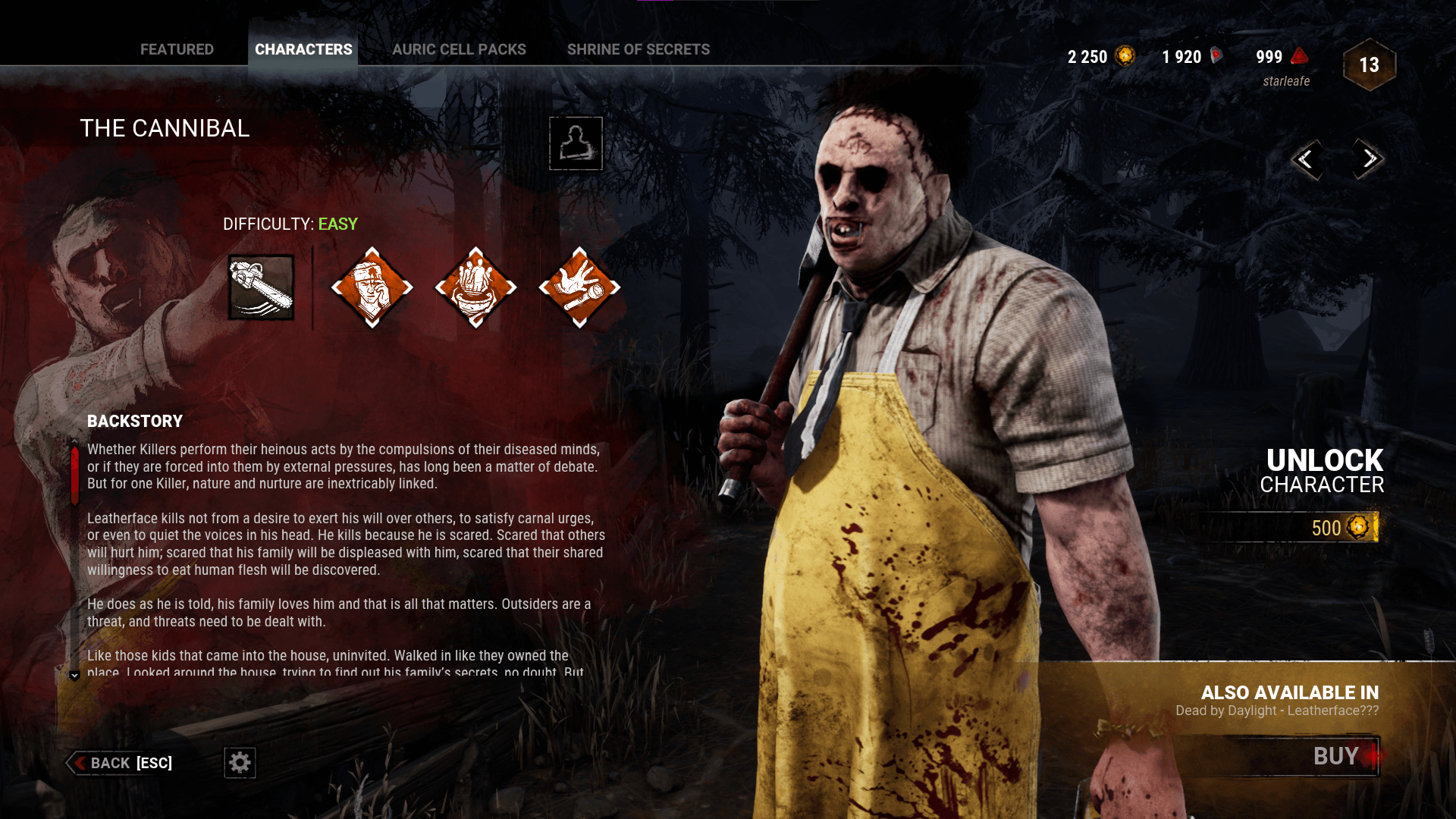 Dead by Daylight Mobileゲーム内のオーリックセル販売画面