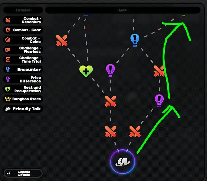 Mapa de zonas de Vacío Perdido en Operación de Matriz de Zenless Zone Zero con recompensas