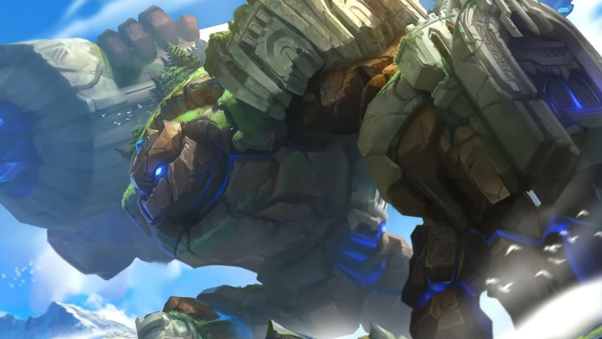 Mobile Legends Bang Bang gameplay screenshot of Grock"s Tectonic Charge ultimate hitting terrain