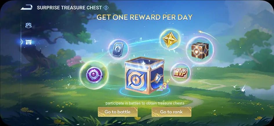 Caixa de correio do jogo Honor of Kings com ícone de envelope e recompensas