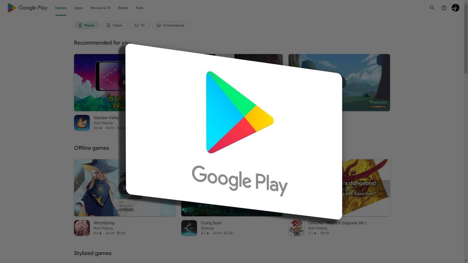 Aktionsbildschirm mit kostenlosen Google Play Points für die Installation neuer Android-Spiele