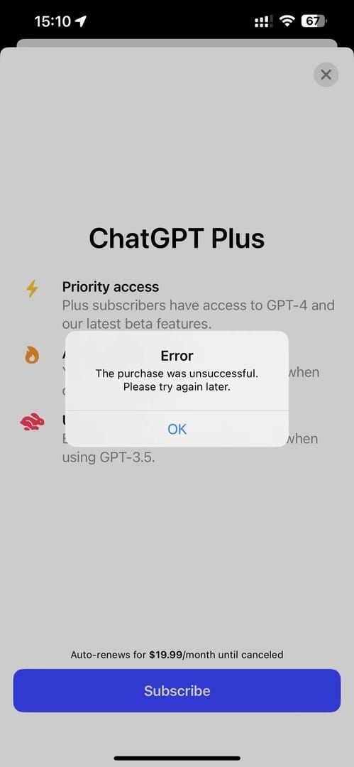 Обновление ChatGPT Plus с использованием баланса подарочной карты Apple