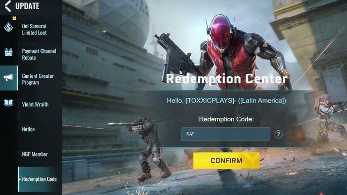 Blood Strike code redemption screen for entering promotional codes