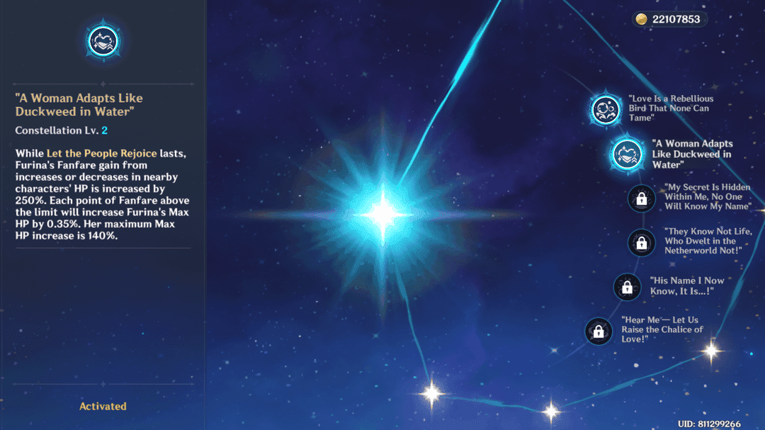 Interface de la constellation C2 de Furina dans Genshin Impact