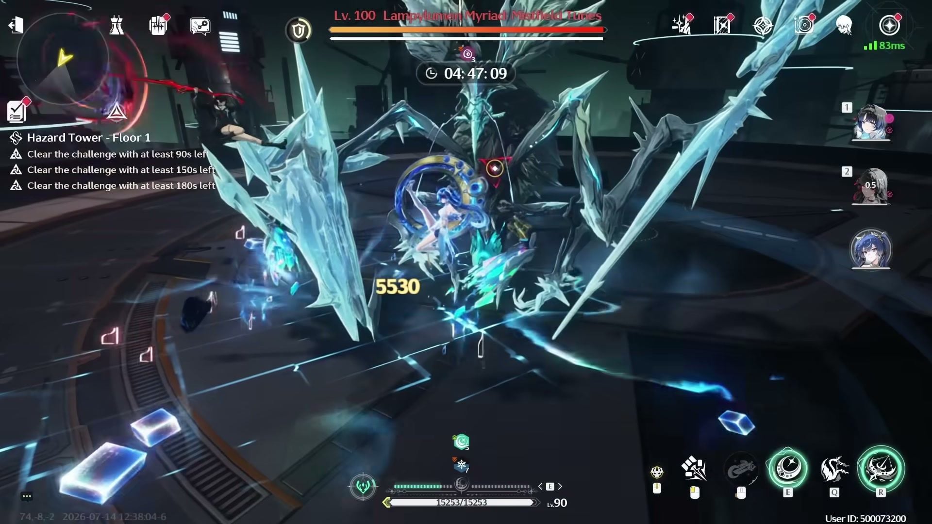 Combat de Yangyang Xuanling dans la Tour des Risques avec un burst d'Attaque Lourde