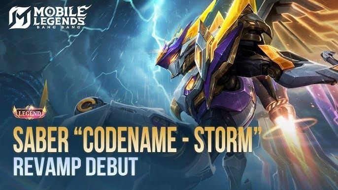 Mobile Legends Bang Bang सेबर कोडनेम स्टॉर्म लेजेंड स्किन आर्टवर्क
