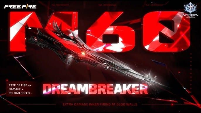 स्टेट्स ओवरले के साथ Free Fire M60 Dreambreaker Evo गन स्किन