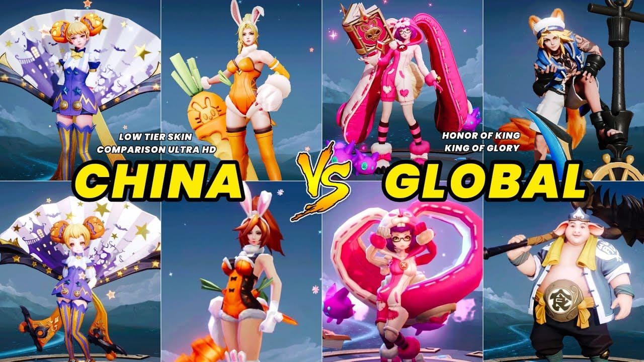 Comparison chart of Honor of Kings April 2026 Legend skins for Di Renjie, Angela, and Yao