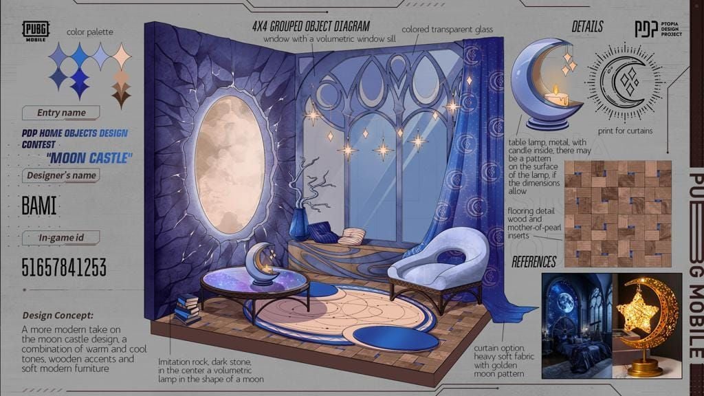 PUBG Mobile Lunar Castle themed furniture and decorations with mystical effects