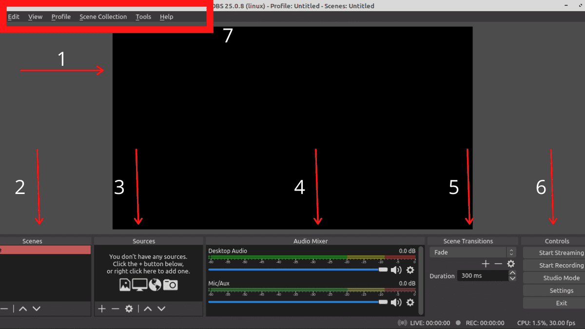 Interfaz de OBS Studio mostrando la integración del panel de control de Uplive para PKs