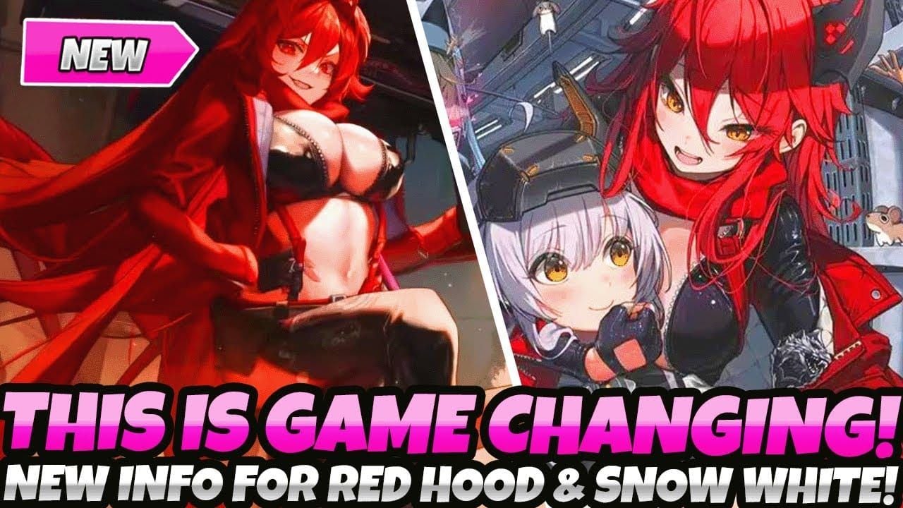 《胜利女神：妮姬》中白雪公主：重装型与小红帽的对比，突出了伤害和队伍适配性的差异