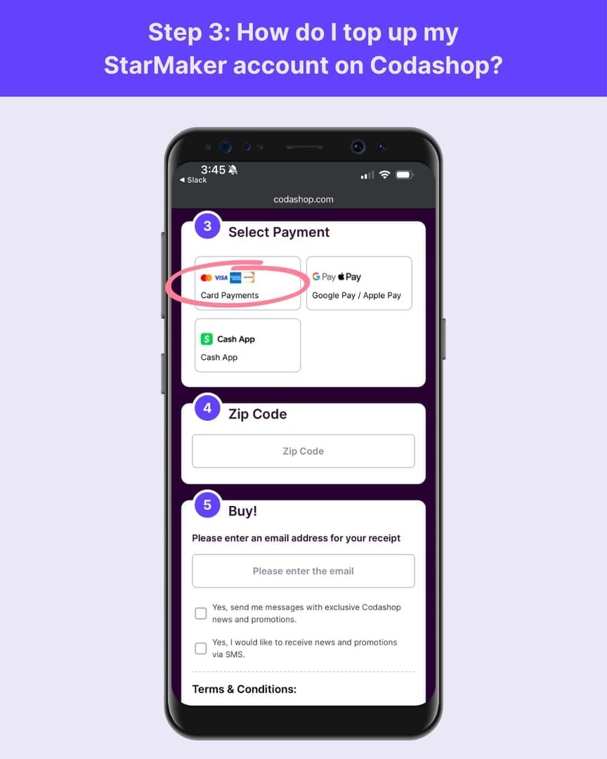Tampilan antarmuka Metode Pembayaran di Pengaturan Profil StarMaker