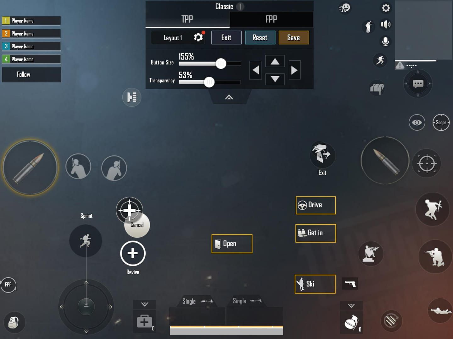 PUBG Mobile iPad Pro HUD layout showing optimized 4-finger claw button configuration