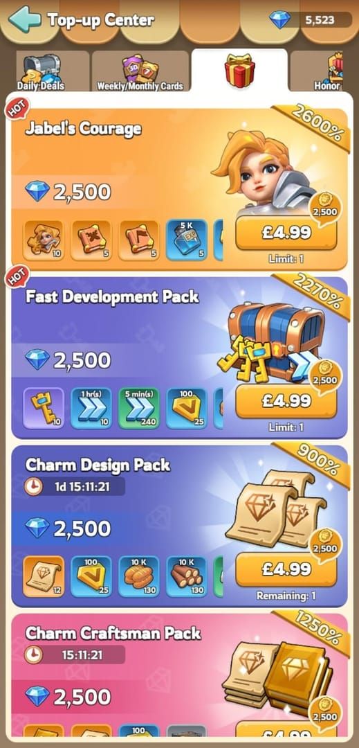 Preisvergleich für KingShot-Edelsteinpakete zwischen In-Game-Store und Web-Plattformen