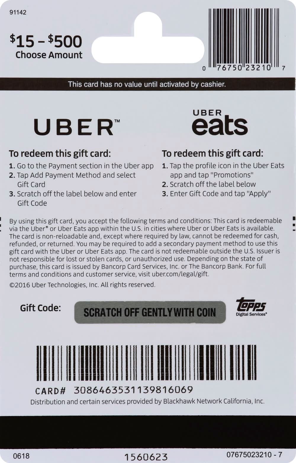 How to recharge Uber Gift Card (CA)