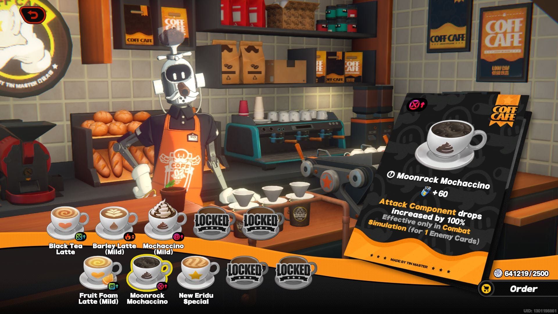 Coff Coffee shop interface in Zenless Zone Zero showing battery restoration feature