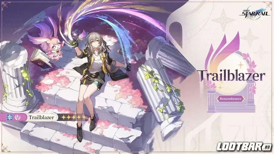 RMC character from Honkai Star Rail with Amphoreus ornaments and Memosprite