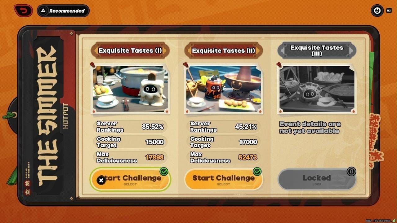 Rozhraní události Zenless Zone Zero: Chronicle of Simmering Flavors ukazující kartu Exquisite Tastes