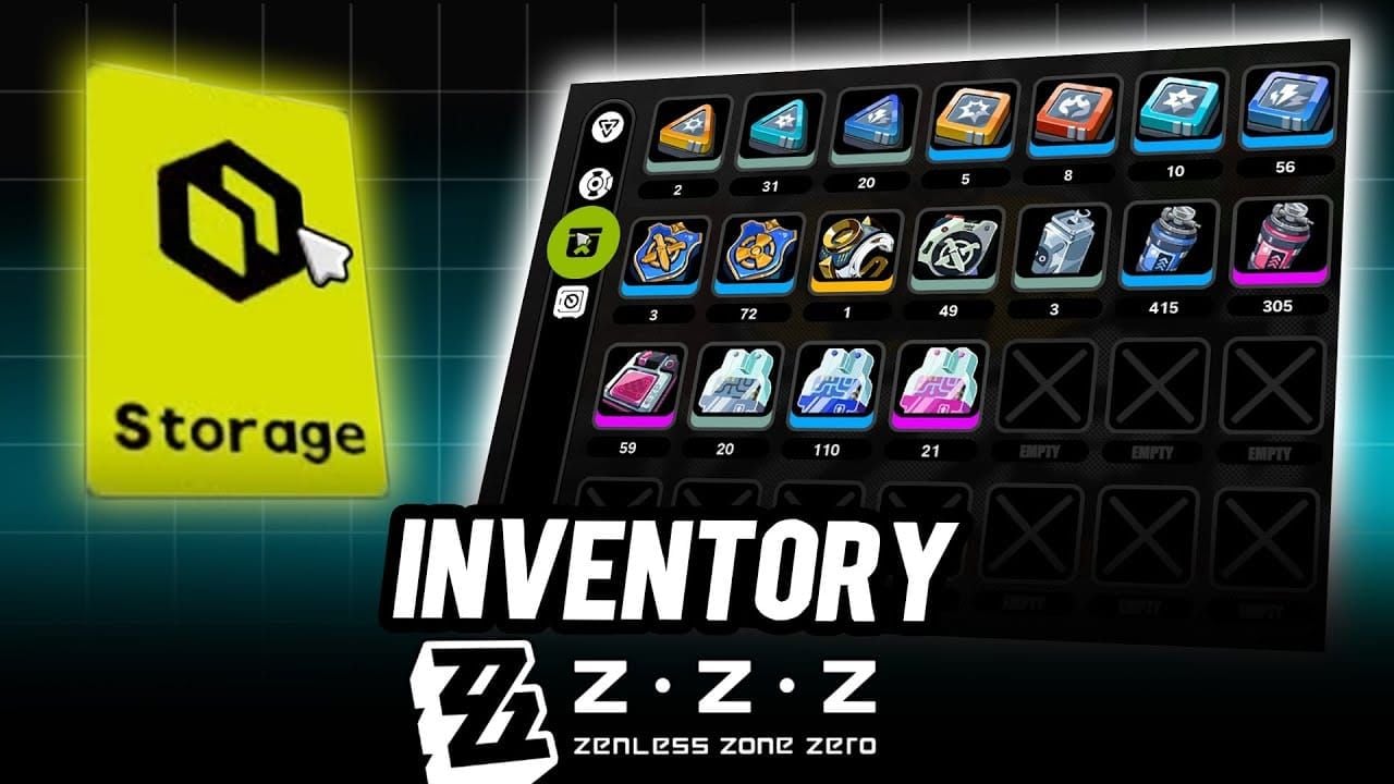 Zenless Zone Zero guide screenshot sequence: inventory energy items and mail timer check