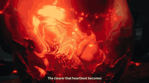 Clipe animado de um jogador disparando contra os pontos fracos brilhantes de um chefe flutuante em Once Human Isles of Abyss