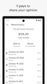 Aplikasi Google Opinion Rewards memaparkan baki tinjauan di Hong Kong