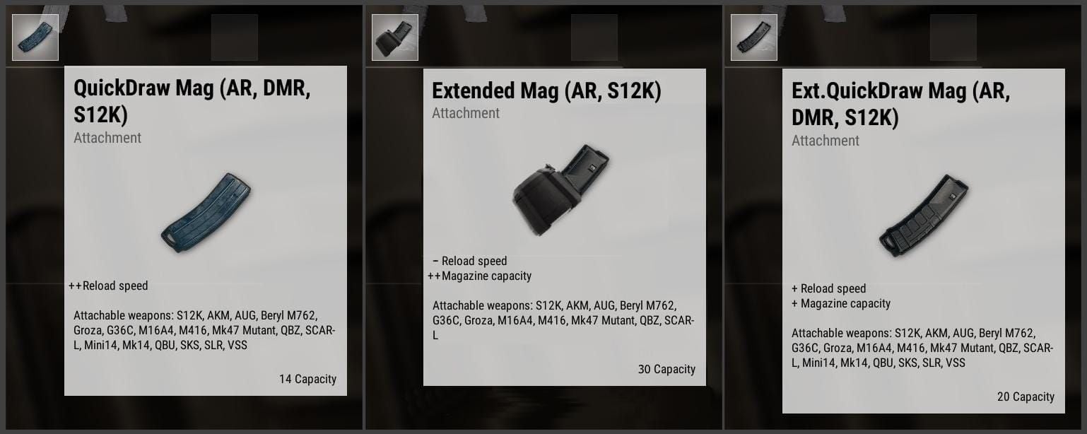 PUBG Mobile Vector SMG with and without extended magazine attachment comparison