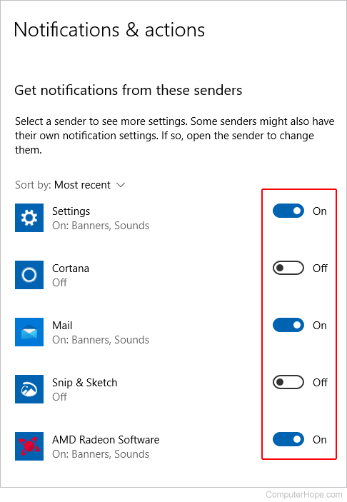 Pannello di controllo impostazioni audio notifiche globali in Windows