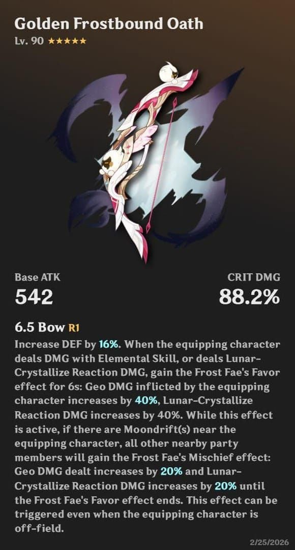 Genshin Impact Goldener frostgebundener Eid Bogen für Linnea