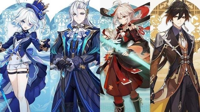 Neuvillette hypercarry team composition with Furina, Kazuha, and Zhongli