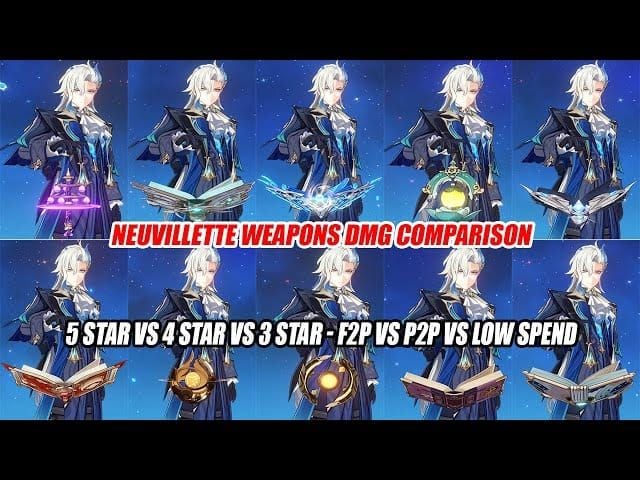 Genshin Impact Neuvillette C1 vs Tome R1 DPS comparison chart