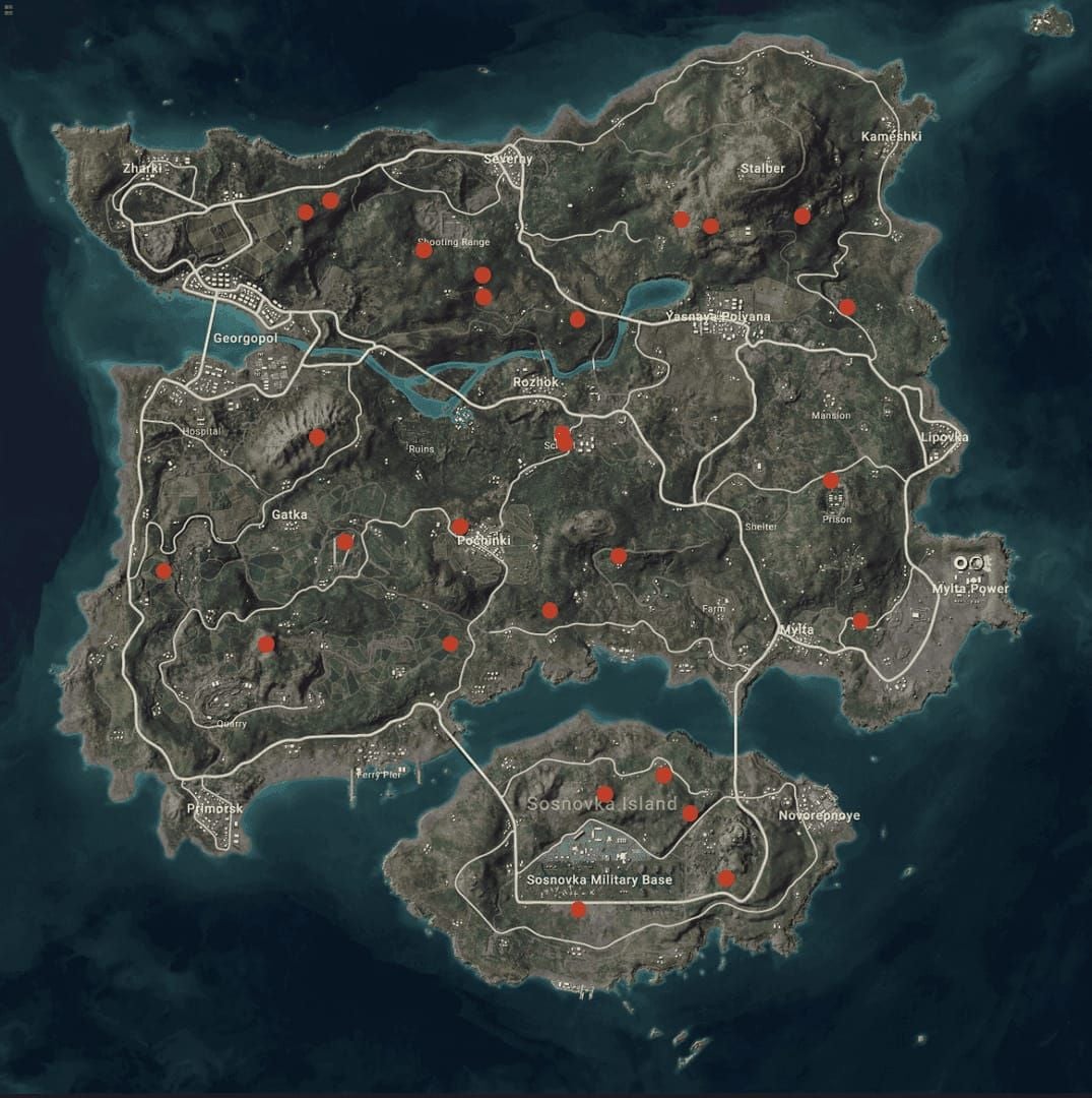 Guía de rutas óptimas para recolectar Bayas de Energía en el mapa de Erangel de PUBG Mobile