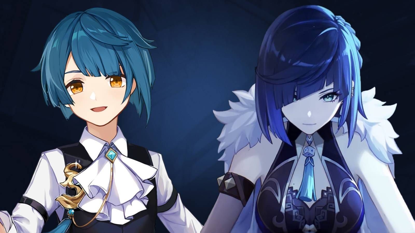 原神中用于蒸发队伍的水元素辅助角色夜兰和行秋