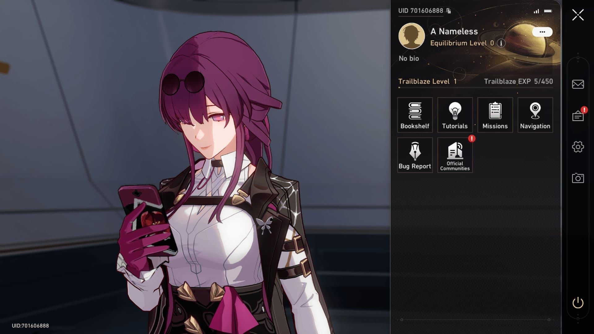 Antarmuka menu koleksi HSR Cosmicon Collective yang menunjukkan hadiah klaim pertama kali