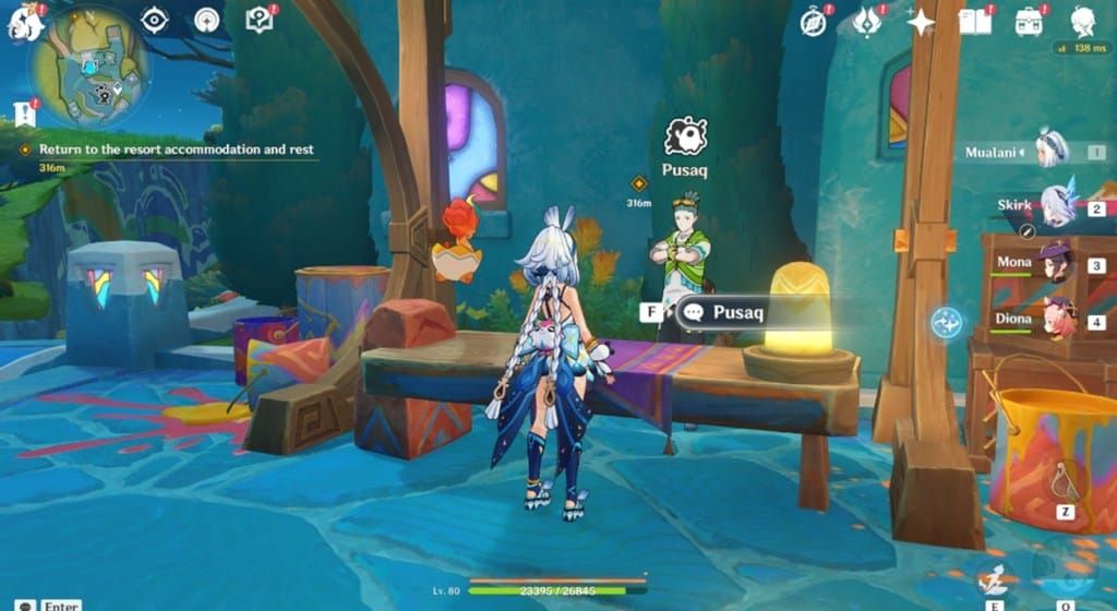 Graffiti painting mini-game gameplay in Sunspray Summer Resort