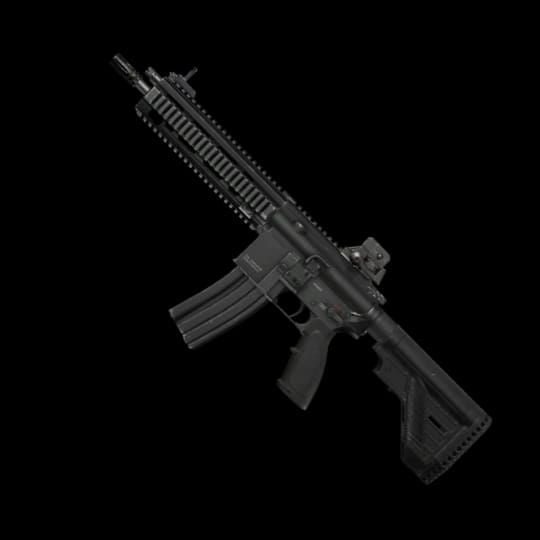 Arena Breakout HK416 rifle with optimized attachments and stats