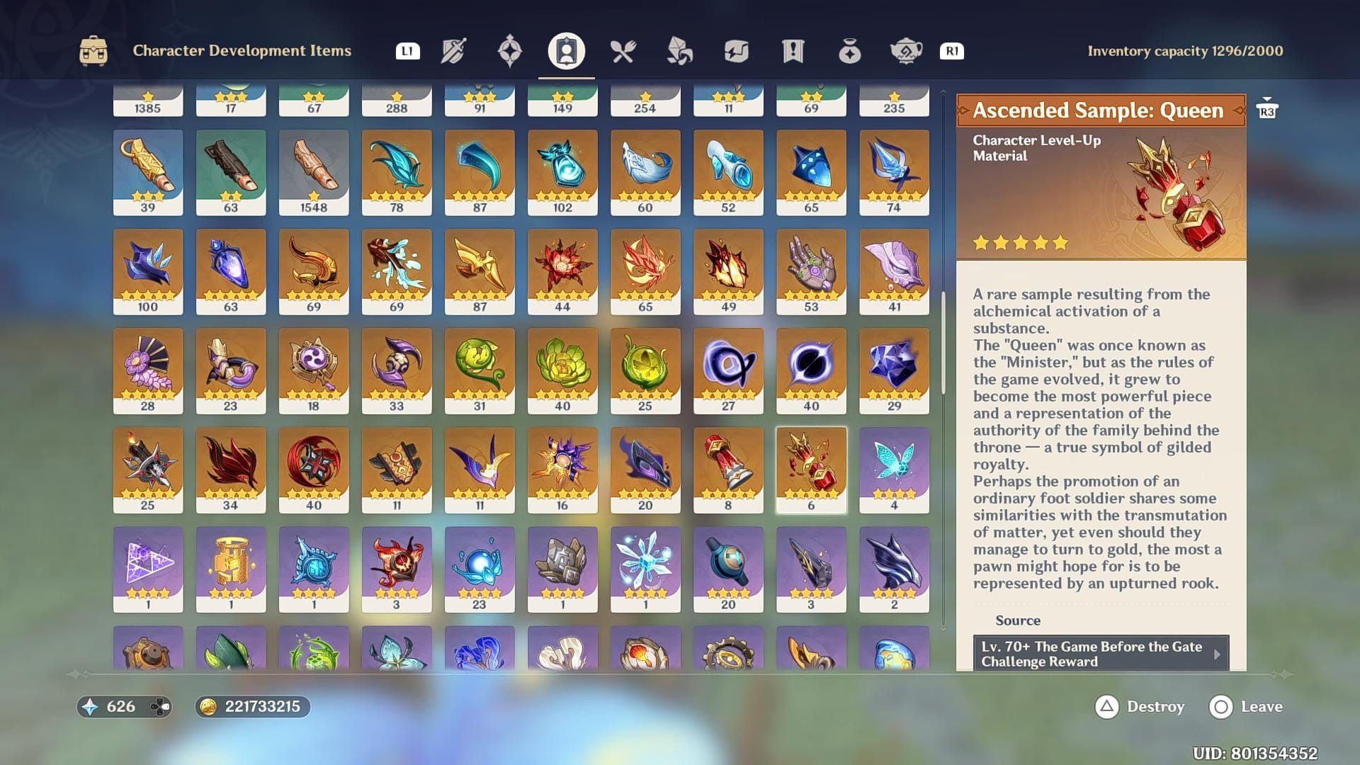 Weekly boss reward screen displaying talent materials and Dream Solvent