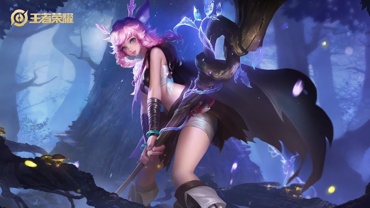 왕자영요 야리아 캐릭터가 그녀의 치유 및 군중 제어 능력을 포함한 서포터 능력을 보여주고 있습니다