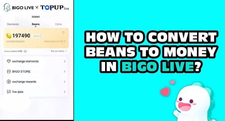 Bigo Live app interface showing Diamonds and Beans currency display