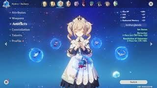 Genshin Impact character build showing off-piece goblet artifact strategy