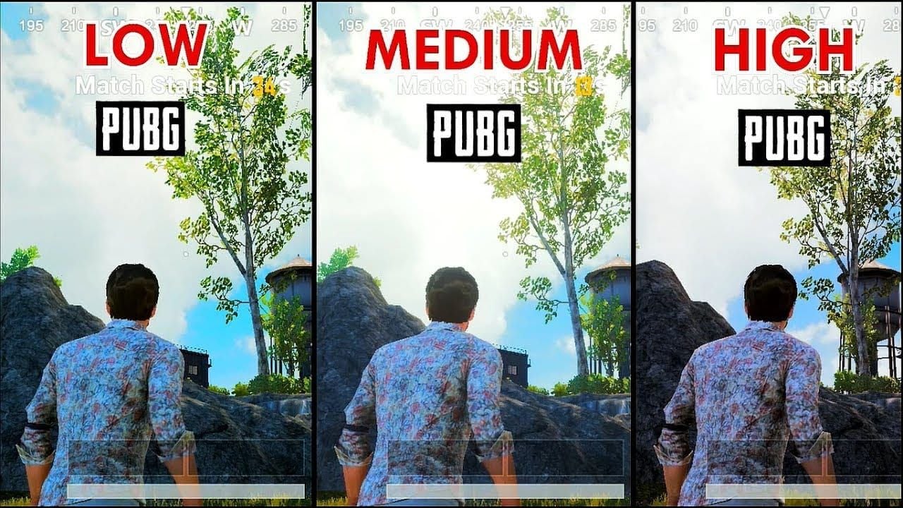 Comparison of PUBG Mobile graphics settings showing FPS differences between Smooth and Balanced quality options