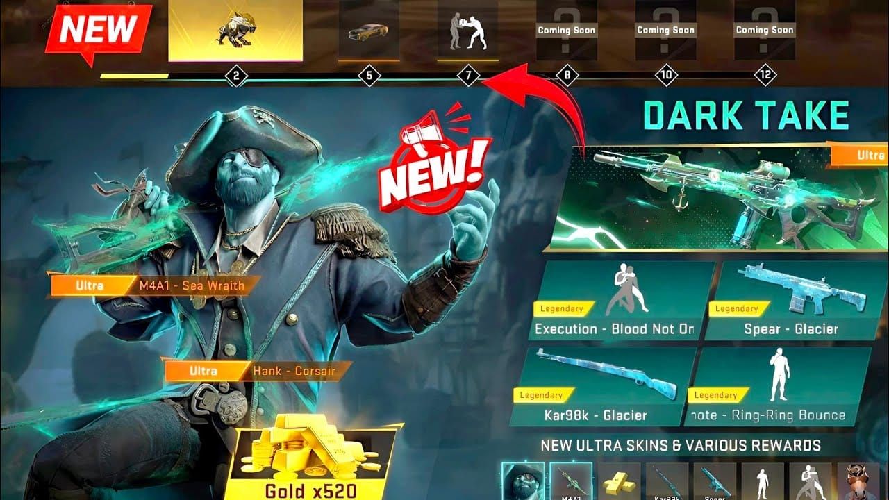 Antarmuka progres tier Dark Take Strike Pass Blood Strike 2026