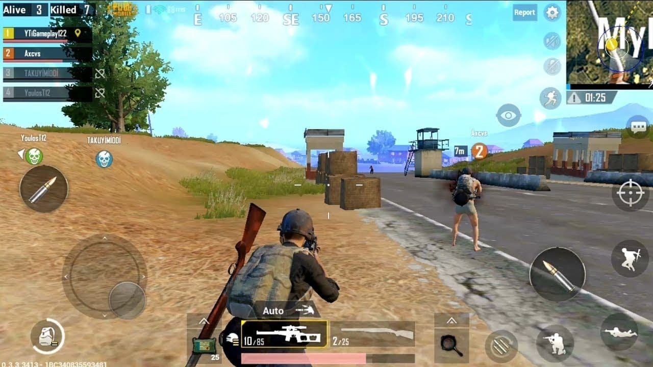 Игровой процесс PUBG Mobile с 4-пальцевой раскладкой на Android