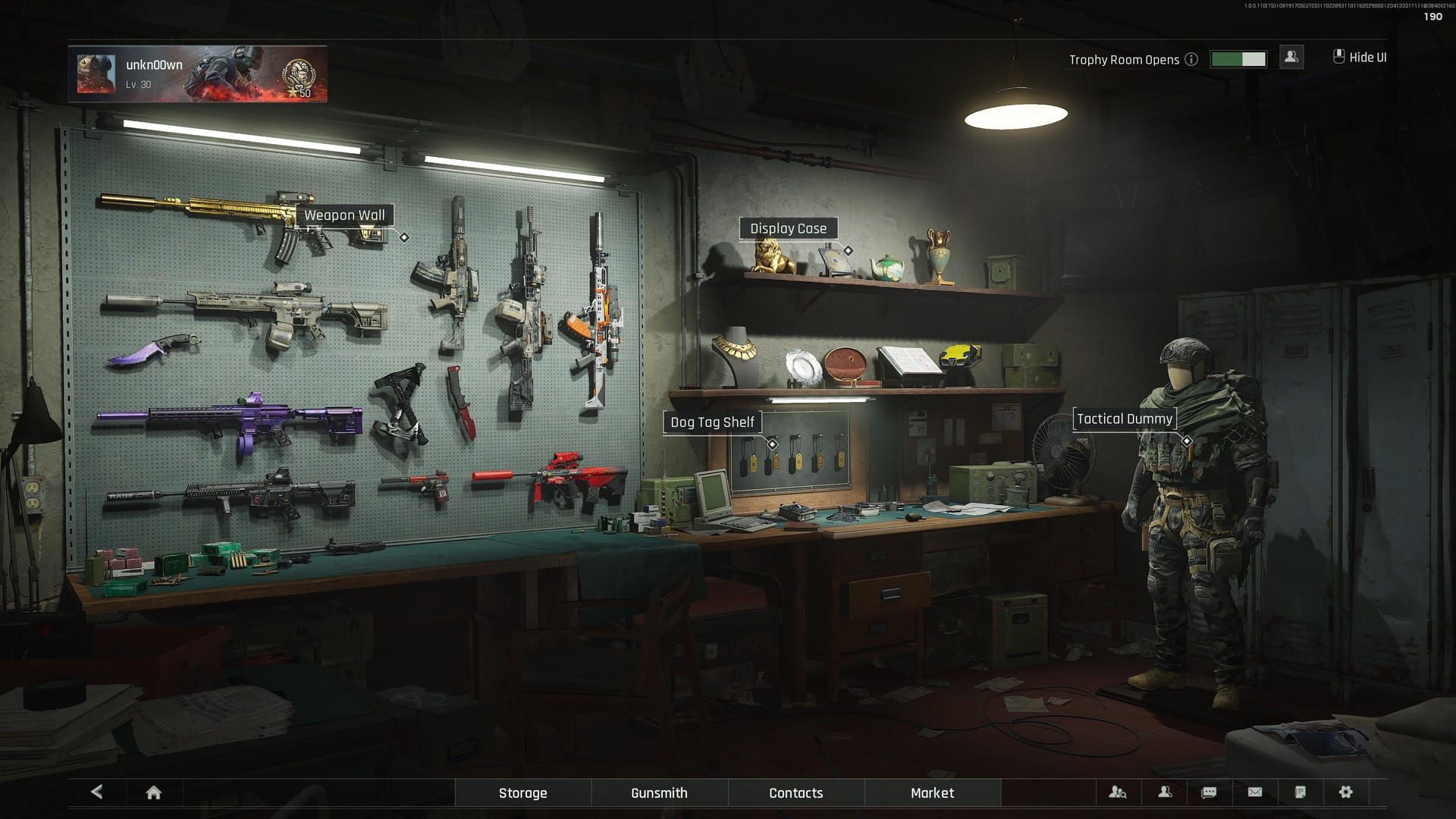 Arena Breakout Mobile hideout upgrades interface showing persistent modules post-reset