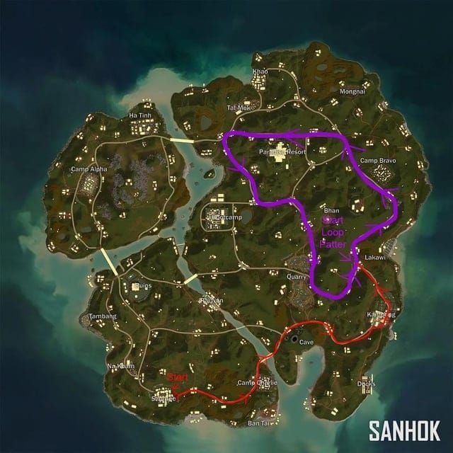 Carte guide de l'itinéraire de purification le plus rapide de PUBG Mobile 4.2