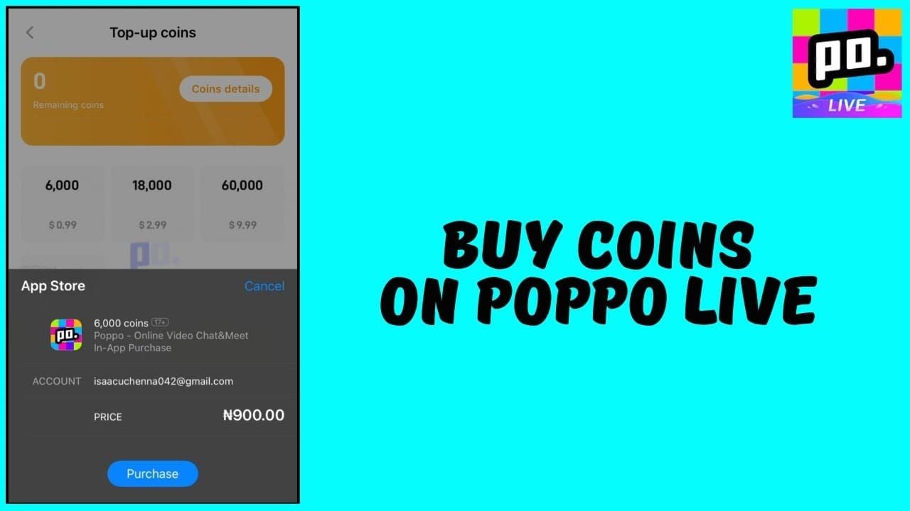 Интерфейс покупки монет Poppo Live, отображающий варианты оптовой покупки и ценовые уровни