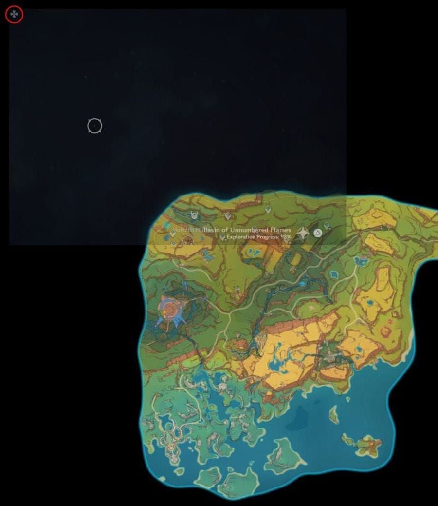 Карта Genshin Impact Очканатлана со всеми 4 локациями скрытых фресок и оптимальным маршрутом