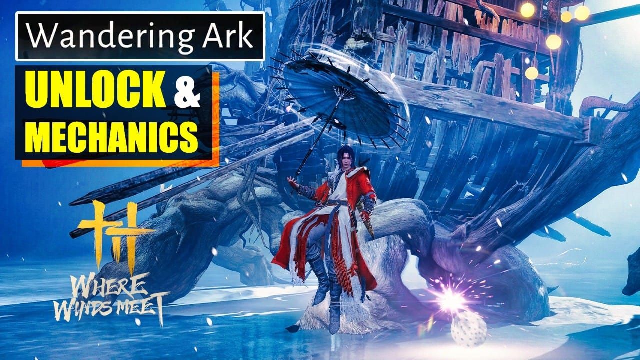 Where Winds Meet Wandering Ark Bosskampf-Screenshot mit Fokus auf die Beinhalterungen in Phase 1