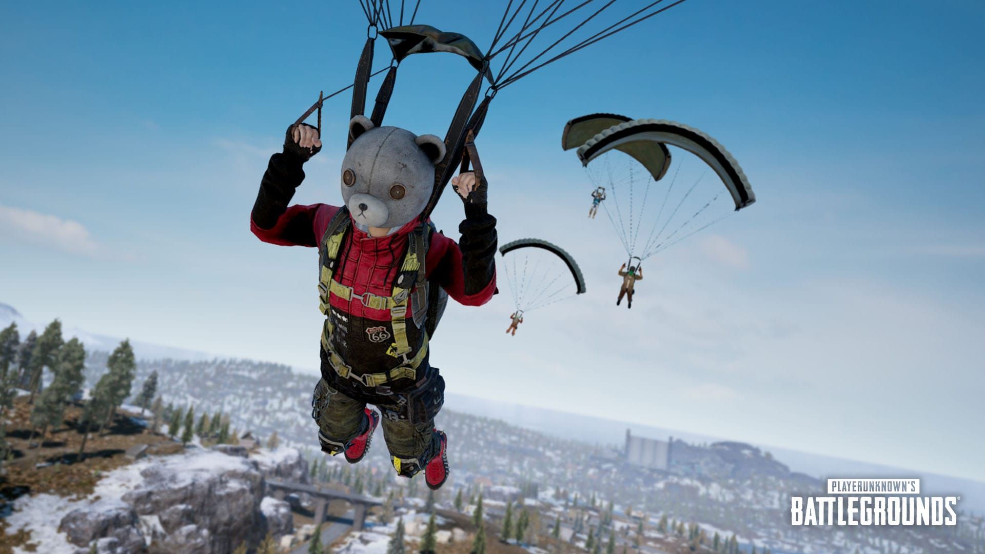 PUBG Mobile parachute landing guide showing 750-800 meter jump timing and optimal descent path