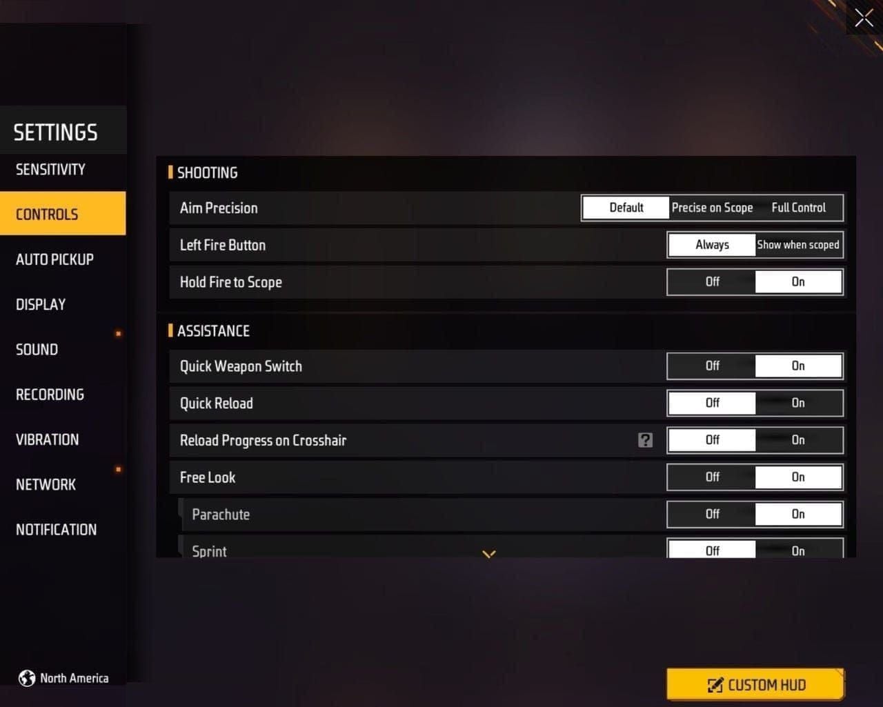 Free Fire游戏设置界面显示图形优化选项和修复工具